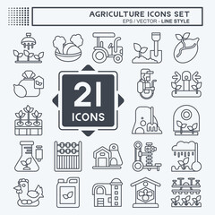 Icon Set Agriculture. related to Education symbol. line style. simple design editable. simple illustration