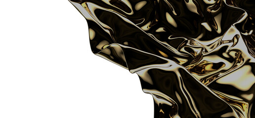 Golden Weave: Abstract 3D Gold Cloth Illustration with Intricate Patterns
