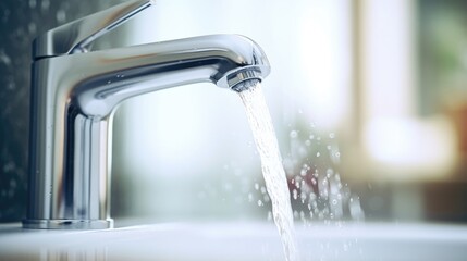 Closeup of a touchless faucet, activated by motion sensors for added convenience.