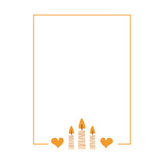 Christmas frame card. Winter season cozy poster. New Year banner template with candles and hearts . Stock design