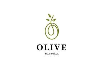 Olive oil logo design vector template outline line art style illustration