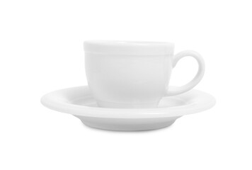 Ceramic cup with saucer isolated on white