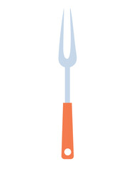 Doodle flat clipart. Simple illustration of kitchen tool, meat fork