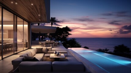 Fototapeta premium Amazing View From Luxury Villa To The Ocean