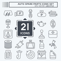 Fototapeta premium Icon Set Auto Spare Parts. related to Spare Parts symbol. line style. simple design editable. simple illustration