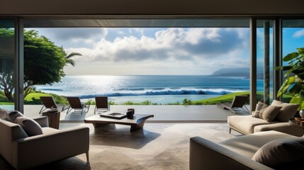 Fototapeta premium Amazing View From Luxury Villa To The Ocean