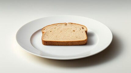 A single slice of bread on a spotless white plate AI generated illustration