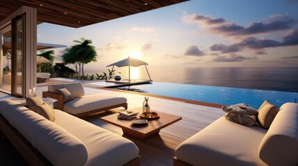 Fototapeta na wymiar Amazing View From Luxury Villa To The Ocean