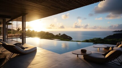 Fototapeta premium Amazing View From Luxury Villa To The Ocean