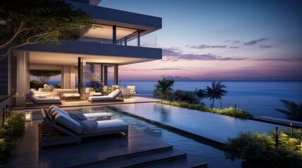 Fototapeta premium Amazing View From Luxury Villa To The Ocean