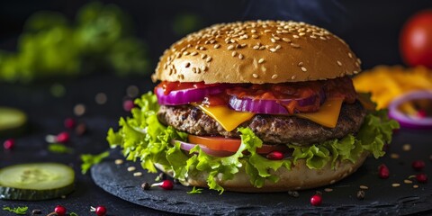 delicious burger junk food Generative AI