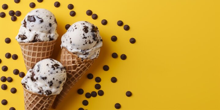 Ice Cream On A Yellow Background Generative AI