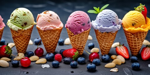 delicious ice cream cones Generative AI