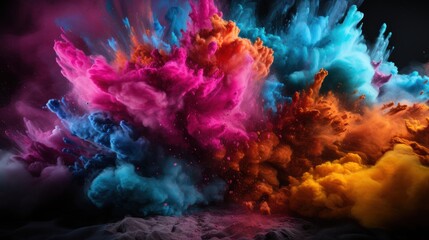 Fototapeta na wymiar vibrant eruption of colorful powder on a dark background