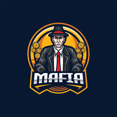 Mafia Mascot Esport Logo Design Illustration For Gaming Club