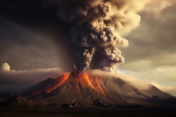 volcanism - eruption and tephra. Generative AI