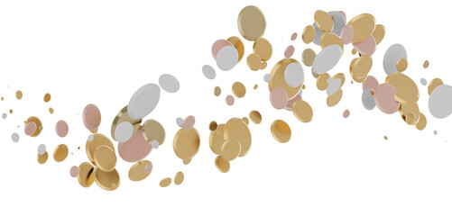 Mesmeric Shower: Mesmeric 3D Illustration Depicting Mesmerizing gold Confetti Rain