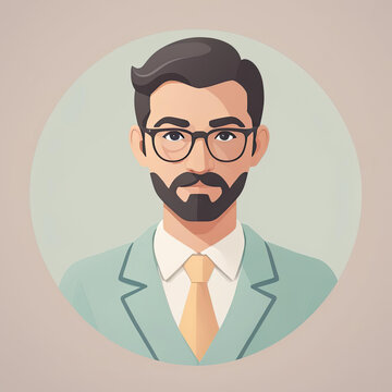 Flat user persona icon - welcoming male teacher or educator in soft pastel tones with modern twist Gen AI