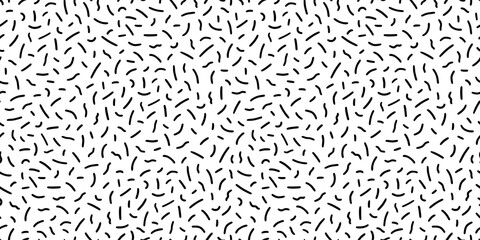 Small dash pattern on white background. Hand drawn small black dash seamless pattern. Simple minimal abstract, geometric texture design seamless background. Vector illustration