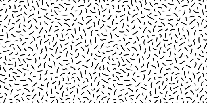 Fototapeta Small dash pattern on white background. Hand drawn small black dash seamless pattern. Simple minimal abstract, geometric texture design seamless background. Vector illustration