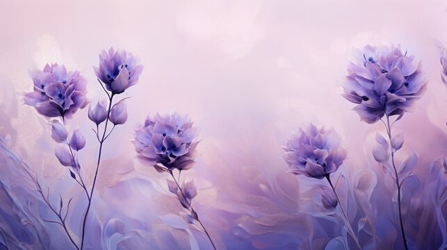 Close-up of intricate violet blooms on a soft lavender background, capturing the essence of tranquility.