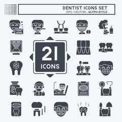 Icon Set Dentist. related to Medice symbol. glyph style. simple design editable. simple illustration