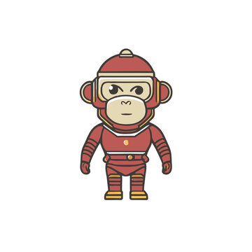 cute monkey cyborg cartoon style