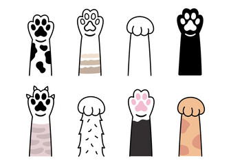 Vector cat paw collection. Stickers. Cat breed vector doodle illustration transparent background