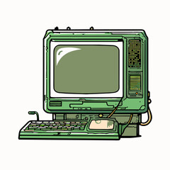illustration of vintage computer cartoon style