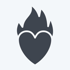 Icon Heart Fire. related to Valentine Day symbol. glyph style. simple design editable. simple illustration