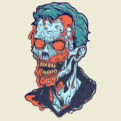 halloween skull zombie for t shirt design