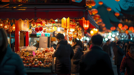 activities at the night market Chinese New Year