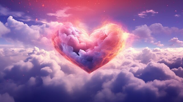 Cloud Heart On Colorful Valentine Day