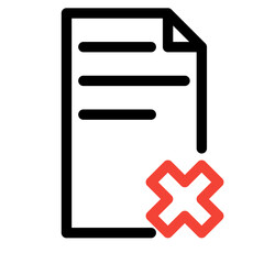 close document icon, document with cross 
