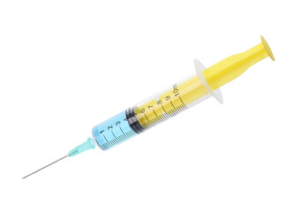 Fototapeta premium Disposable syringe with needle and medicine isolated on white