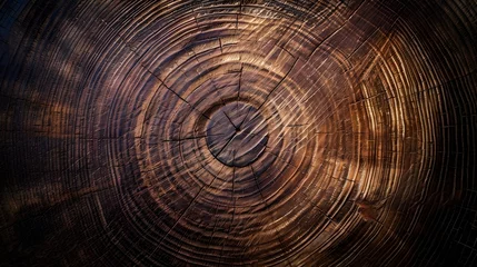 Stickers pour porte Texture du bois de chauffage Oak Tree Rings Closeup Background.  (Generative AI).
