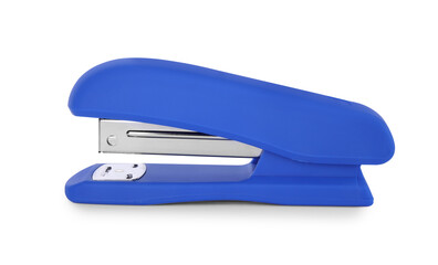 One new blue stapler isolated on white
