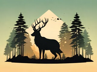 silhouette of a deer, Generative AI