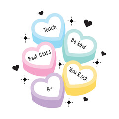 Speech bubbles with hearts, valentine heart shape vector