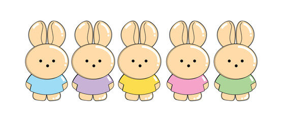 Set of funny cartoon animals, cute peep candy vector