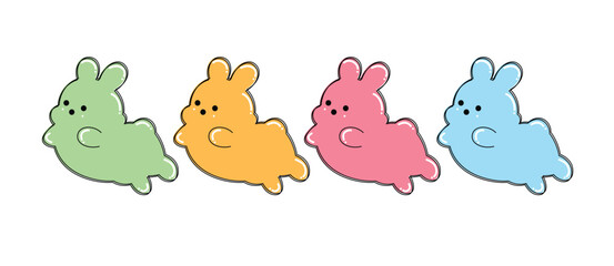 Set of funny cartoon animals, cute peep candy vector
