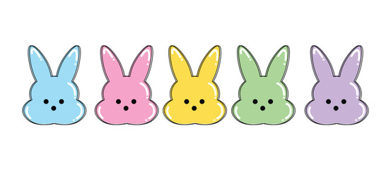 Set of funny cartoon animals, cute peep candy vector