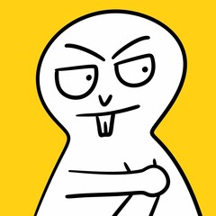 cartoon bald man with big eyes