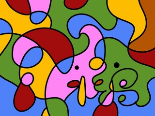 hand drawn doodle abstract background, colorful illustration