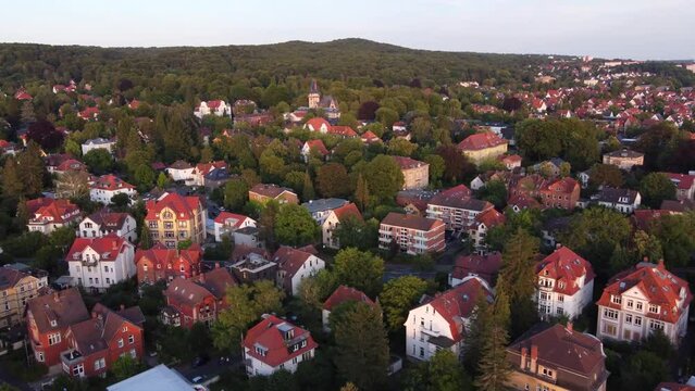Old Residential Neighbourhood in Germany in Summer Flyover (G&ouml;ttingen)