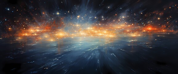 Lustrous specks of light floating in a cosmic dance within a vast expanse of abstract glitter...