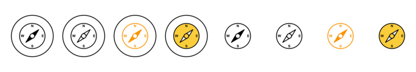 Compass icon set vector. arrow compass icon sign and symbol