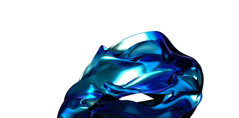 Oceanic Elegance: Abstract 3D Blue Wave Illustration for Calming Visuals