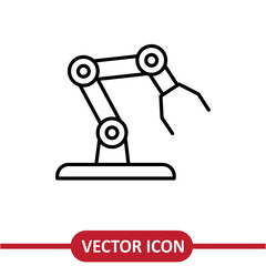 Robotic arm icon flat liner illustration on white background..eps