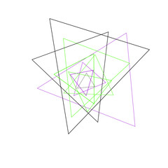 An abstract transparent triangle spiral burst design element.